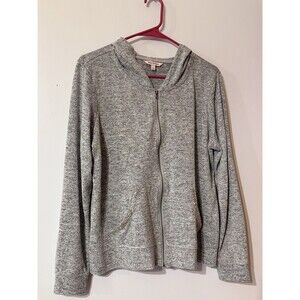 Juicy Couture Women's Hoodie Zip Up Gray Size Large Y2k Rhinestone Pockets